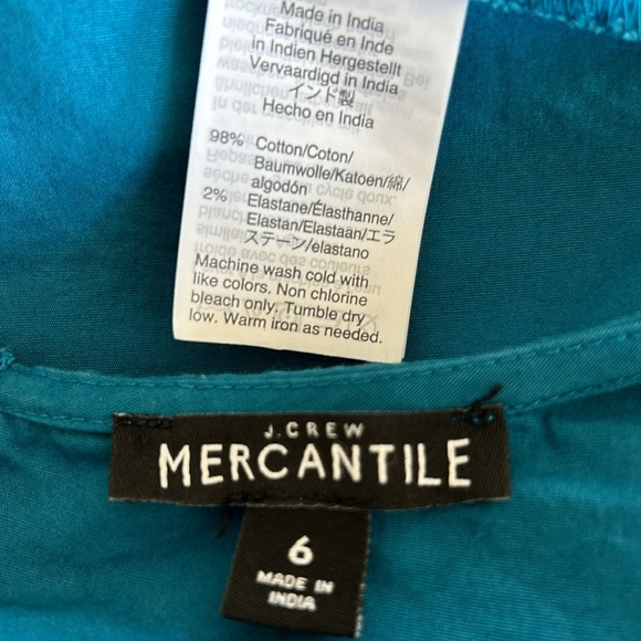 J Crew Mercantile Blue Day A-Line Cotton Dress w Flutter Sleeves & Ruffle Hem - Picture 2 of 12